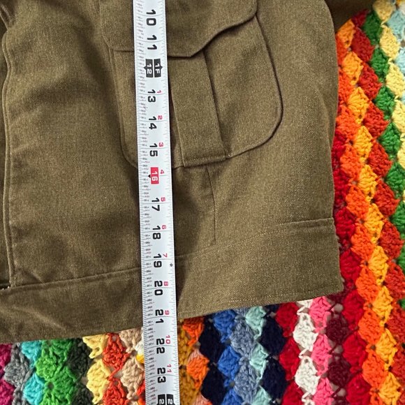 Vintage 60s Cropped Lined Wool Button Up Oversized Menswear Military Coa… - Picture 8 of 13